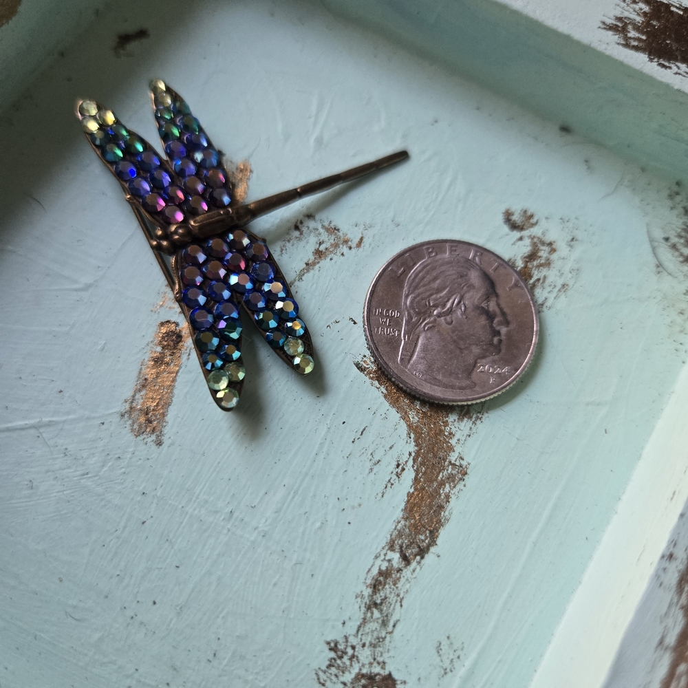 Anne Koplik Dragonfly Rhinestone Brooch in Blue-Green - Picture 4 of 6